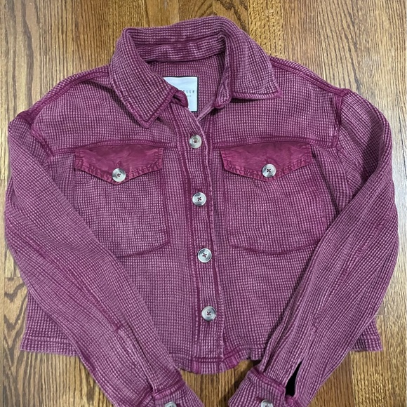 Bagatelle Collection Button Up Thermal Shirt/Jacket Eggplant Size Small - Picture 1 of 8